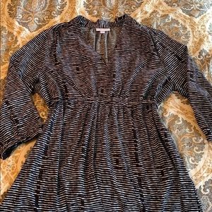 Black and white striped maternity blouse